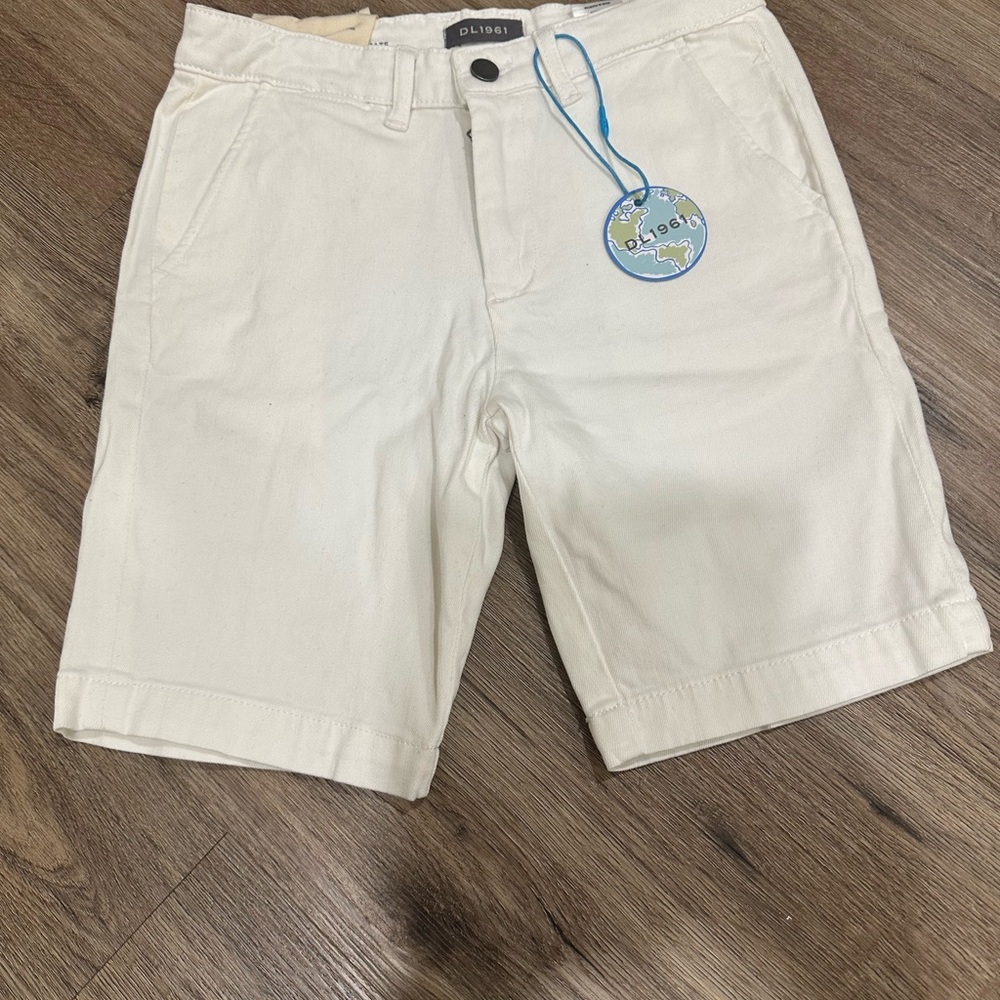 DL1961 Men's Off-White Flat Front Chino Shorts
